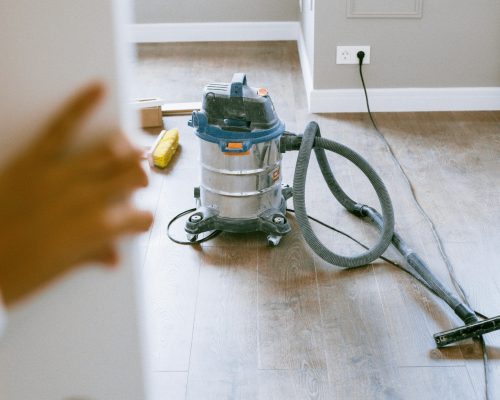 Industrial vacuum cleaner in a newly renovated apartment for a spotless finish.